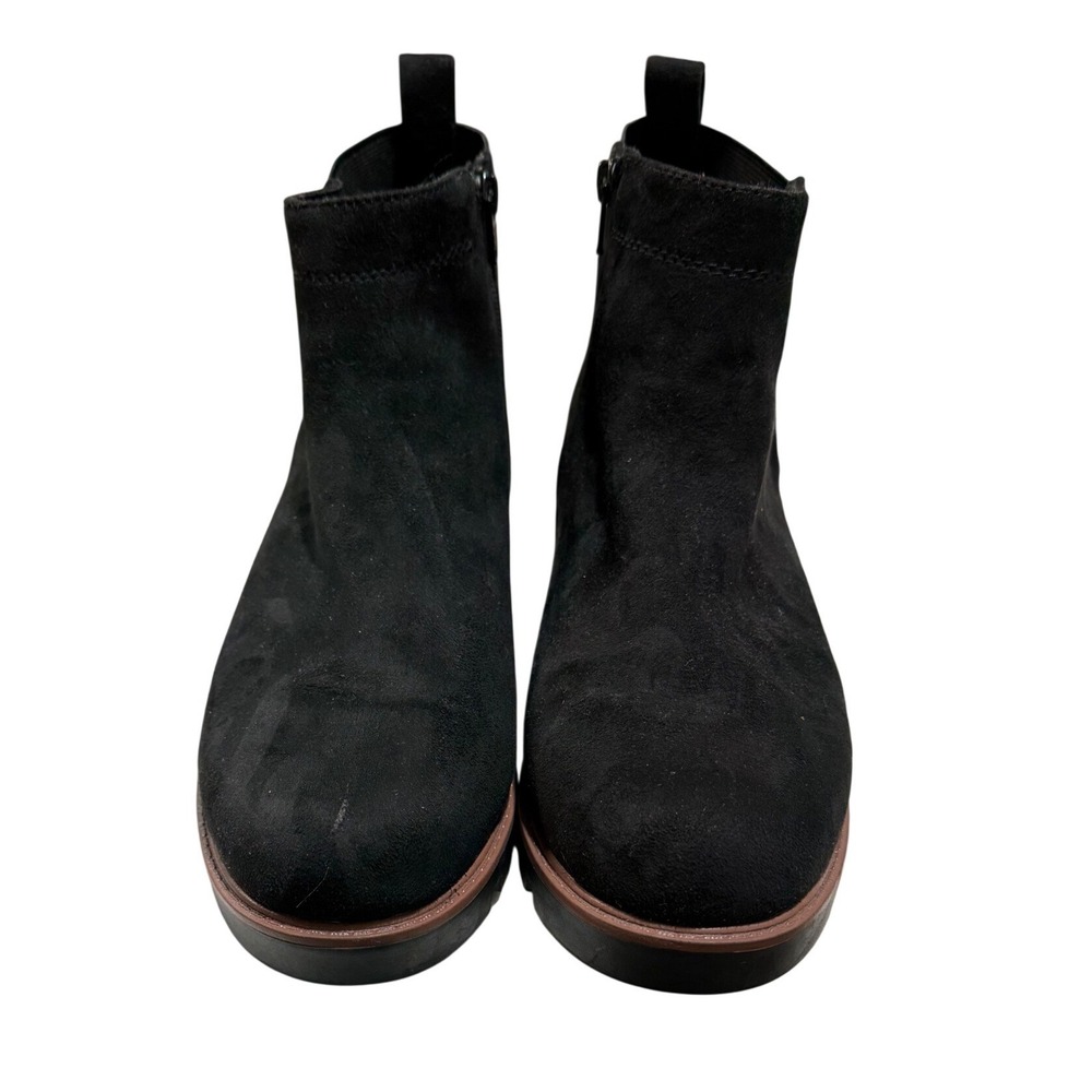 White Mountain Women 12 Black Faux Suede Lug Sole Ankle Booties Side Zipper